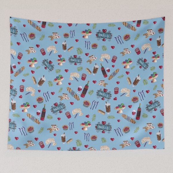 Item preview, Paris Delights on Bleu Background by MarcyBrennanArt designed and sold by MarcyBrennanArt.