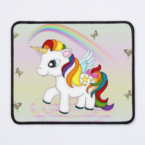 Rainbow Unicorn and Butterflies Mouse Pad