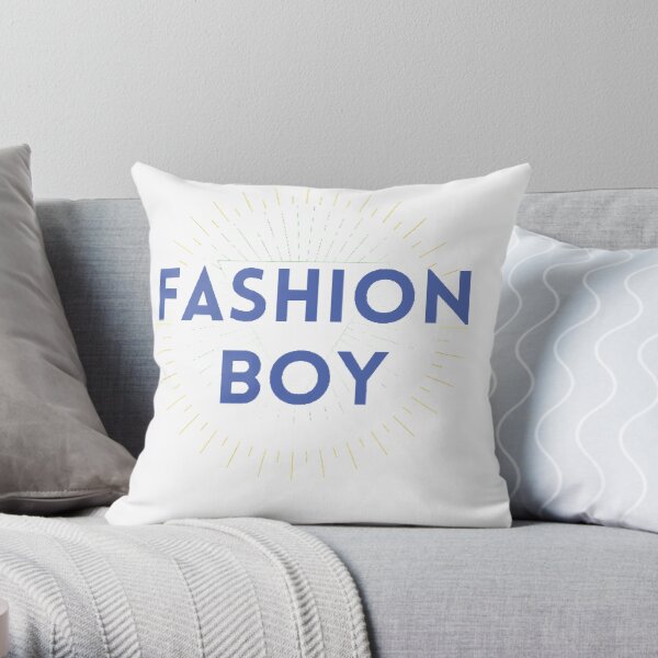 Fashion Boy bohemian watercolor Blue Throw Pillow