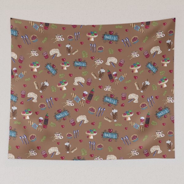 Item preview, Paris Delights on Chocolat Background by MarcyBrennanArt designed and sold by MarcyBrennanArt.