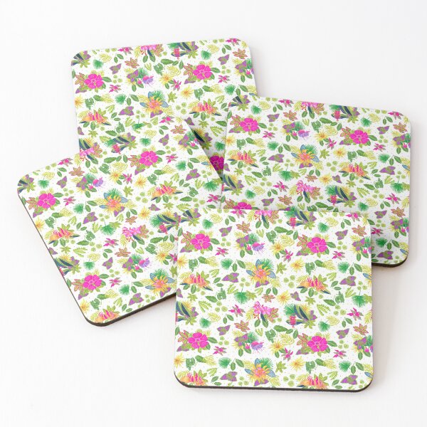 Item preview, Tropical Flowers on White Background designed and sold by MarcyBrennanArt.