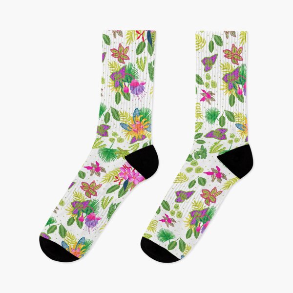 Item preview, Tropical Flowers on White Background designed and sold by MarcyBrennanArt.