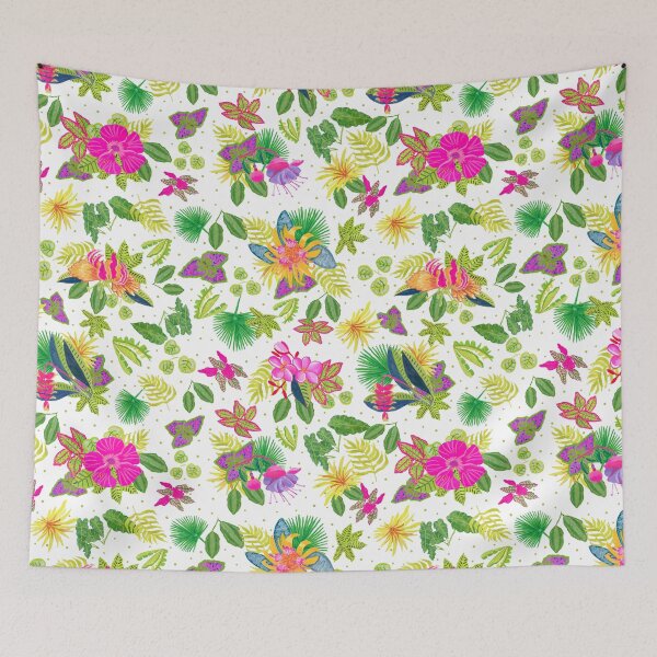 Item preview, Tropical Flowers on White Background designed and sold by MarcyBrennanArt.