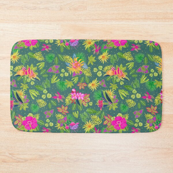 Item preview, Tropical Flowers on Teal Backgroud designed and sold by MarcyBrennanArt.