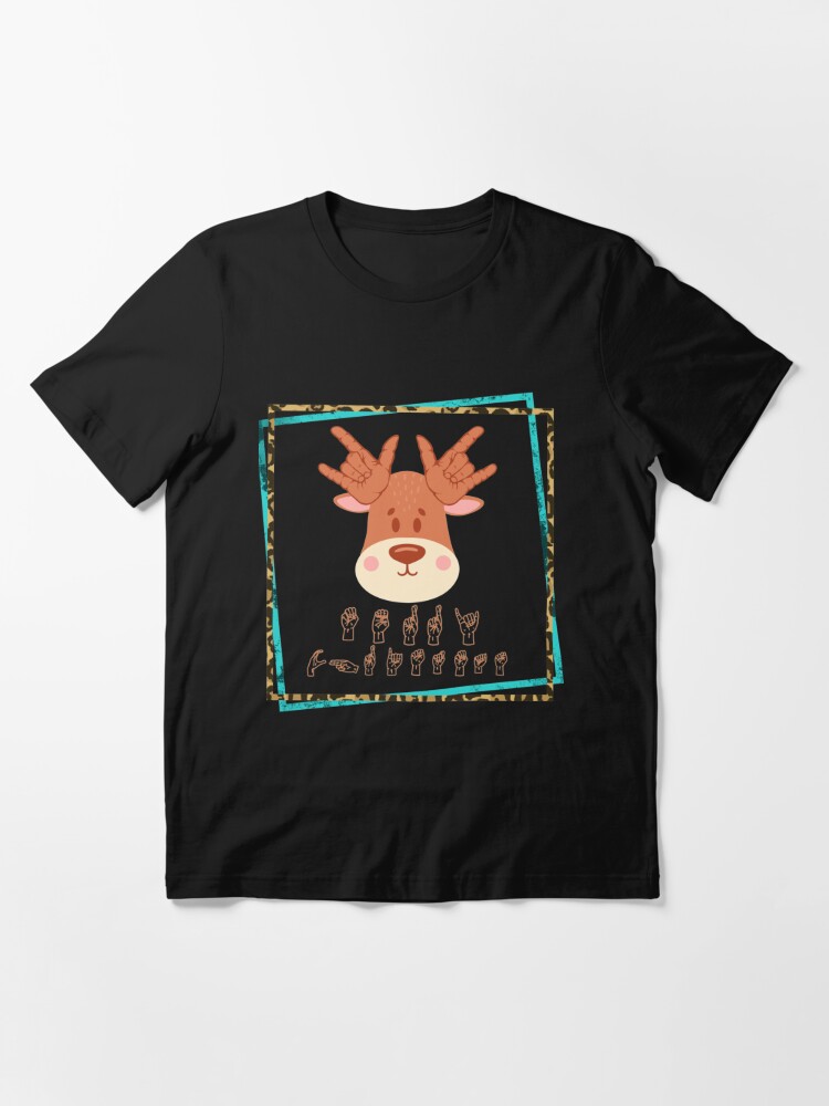 Discover Sign Language Deaf Christmas Reindeer Deaf ASL awareness T-Shirt