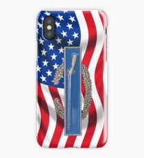 Combat Infantry Badge on American Flag - iPhone Case iPhone Case/Skin