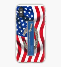 Combat Infantry Badge on American Flag - iPhone Case iPhone Case