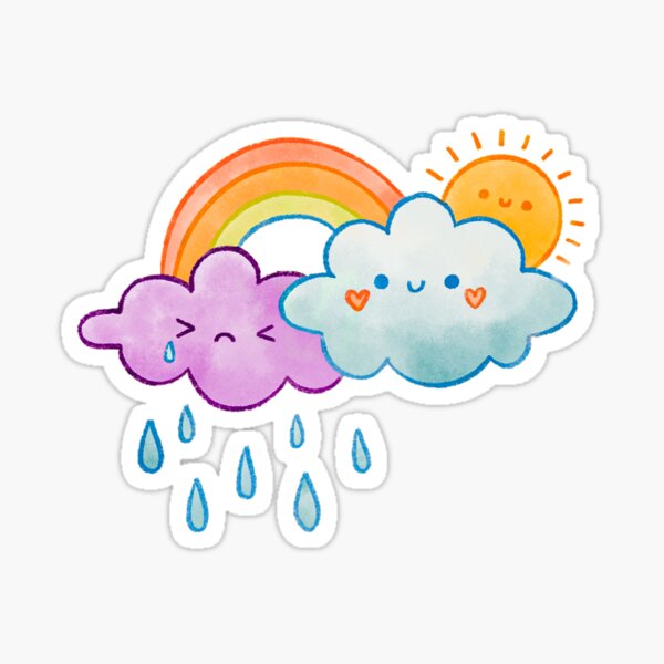Caring Clouds Sunshine and Rainbows Sticker