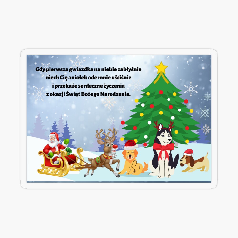 Polish Christmas Greeting Cards Sticker for Sale by CottonPrints