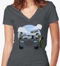 Do I look like a cat, boy? Women's Fitted V-Neck T-Shirt