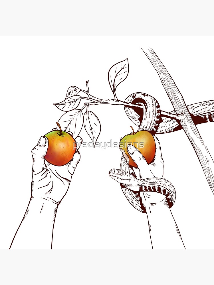 "Adam and Eve Picking apples" Poster by piedaydesigns Redbubble