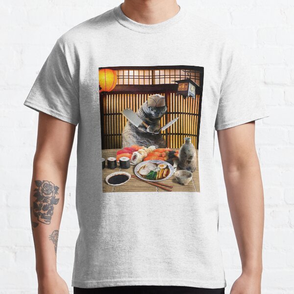 Men's Graphic T-Shirt Sushi T-Shirt Colorful Sushi Tees Gift for Itamae Cool Sushi Foodie Shirt Sushi Four Ways Shirt Sushi Chef