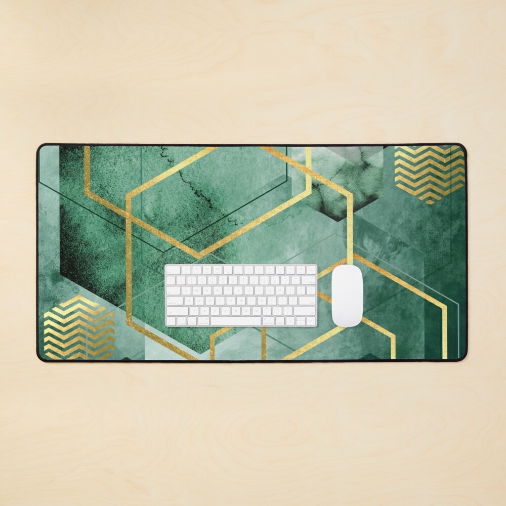 Abstract Green Geometric Mouse Pad