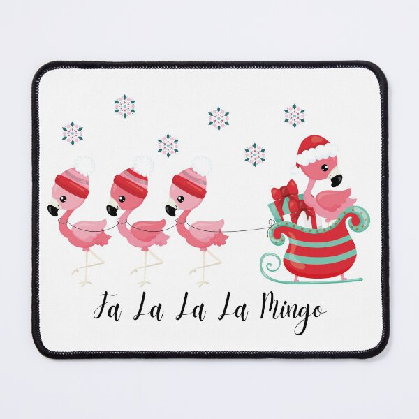 Item preview, Fa La La La Mingo Flamingo Christmas Santa Sleigh Snowflakes designed and sold by TheInkyOwl.