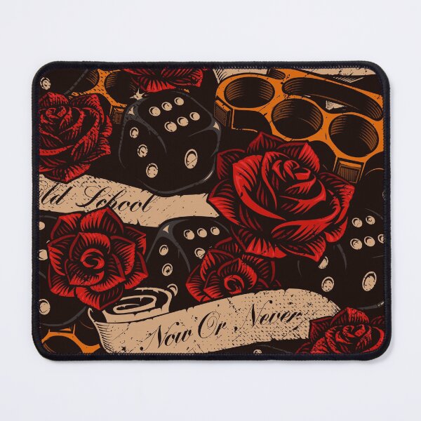 Item preview, Vintage Tattoo Pattern Dices and Roses designed and sold by Vector Scout Lab.