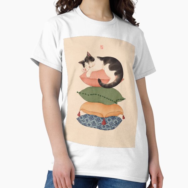 Item preview, Cat Sleeps on Cushion Pile designed and sold by Broccoli  Cat Art.