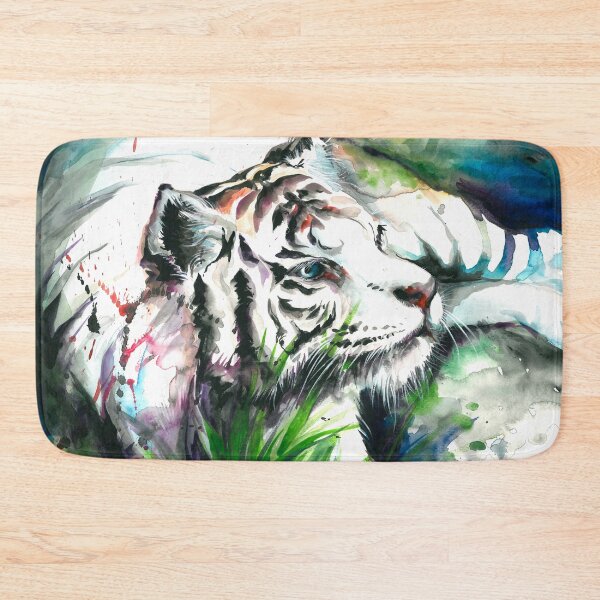 Item preview, White Resting Tiger Watercolor designed and sold by TiberiuSoos.