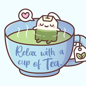 Cute Tea Bag In A Teacup Doodle Art Board Print for Sale by rustydoodle