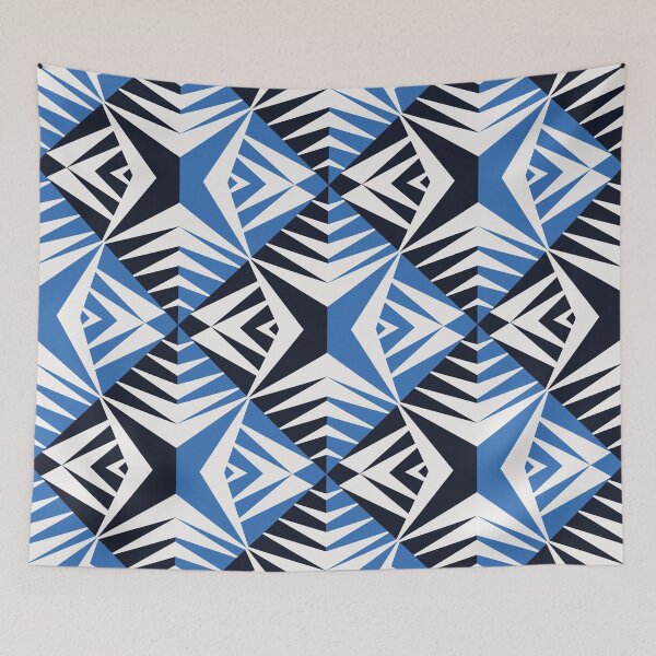 Item preview, Blue white African tribal textile pattern art. designed and sold by DADA635.