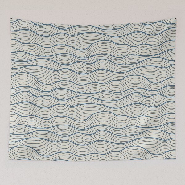 Item preview, Minimalist Blue Sea Waves Pattern designed and sold by cotros.