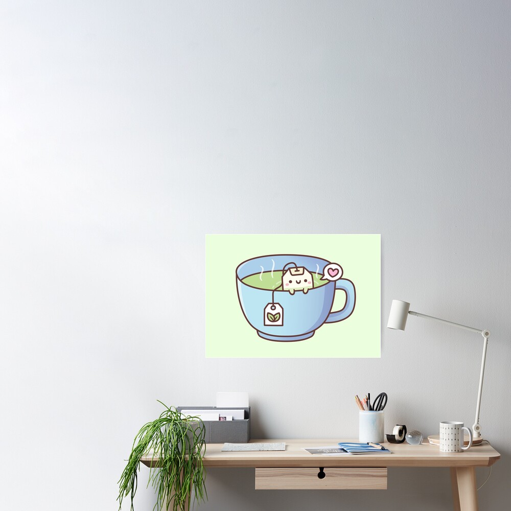 Cute Tea Bag In A Teacup Doodle Art Board Print for Sale by rustydoodle