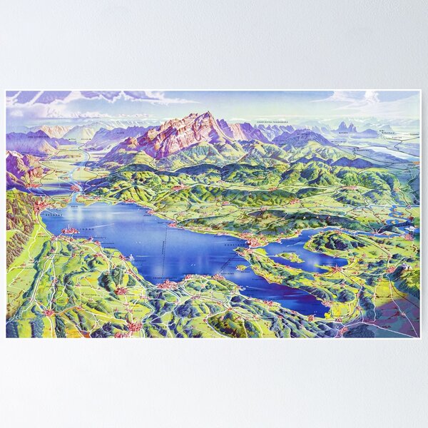 Item preview, "Germany / A / CH: 2021 / today - detailed Lake Constance panorama map ... designed and sold by MOUNTAINS on FIRE.