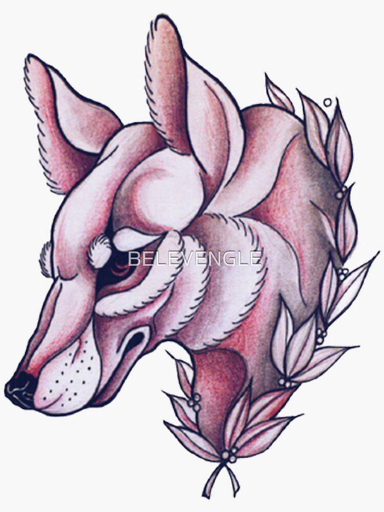 "PINK WOLF FANTASY" Sticker by BELEVENGLE Redbubble