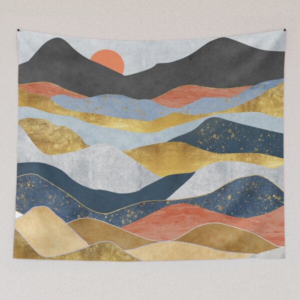 Item preview, Abstract landscape with Japanese wave. art background with Texture gold, marble mountains designed and sold by darkmoonlight-.