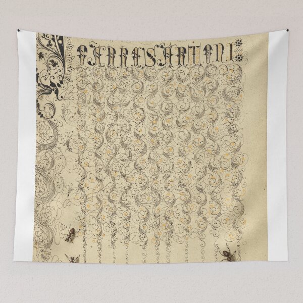 Item preview, Naturalist Manuscript: Insects and Calligraphy Illumination - Crane Fly and Ants  by Joris Hoefnagel designed and sold by Naturalist Prints.