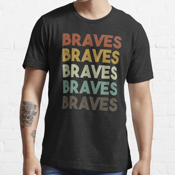 Womens Vintage Braves Retro Three Stripe Weathered Shirt V-Neck T-Shirt