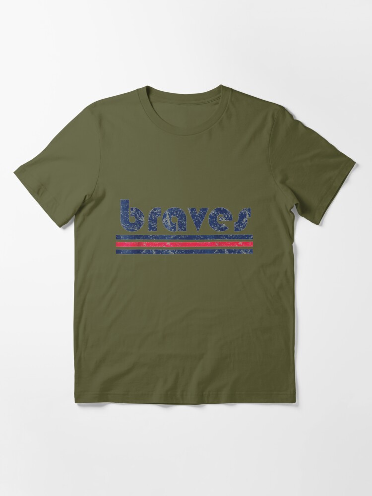 Vintage Braves Retro Three Stripe Weathered Essential T-Shirt for Sale by  john sokrati