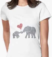 Elephant Hugs Tailliertes T-Shirt für Frauen