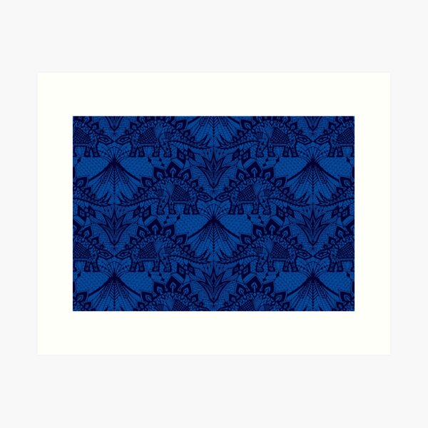 Stegosaurus Lace - Blue Art Print