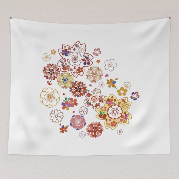 Item preview, Colorful Cherry Blossom and Plum Blossom in Japanese Art Style designed and sold by monodesigns.