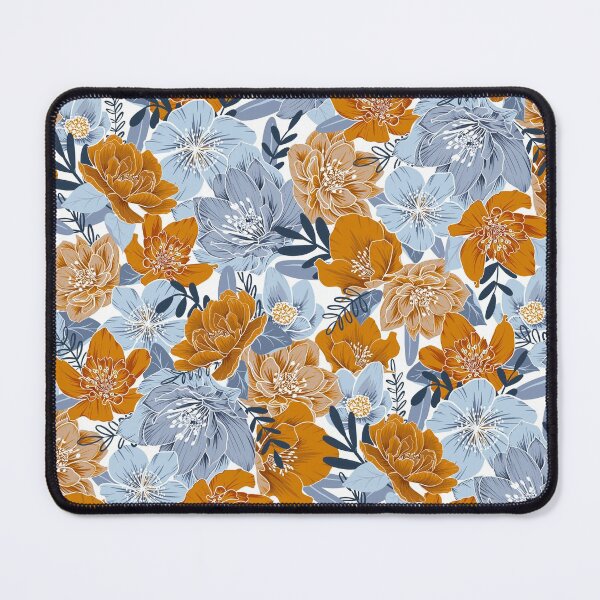 Item preview, Cozy Florals in Desert Sun, Navy and Fog designed and sold by Gingerlique.