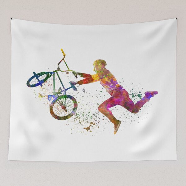 Item preview, young cyclist competes in watercolor bmx designed and sold by paulrommer.