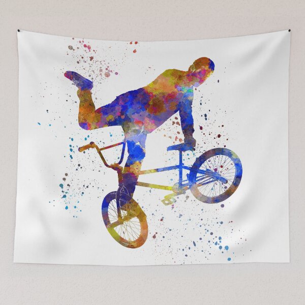 Item preview, young cyclist competes in watercolor bmx designed and sold by paulrommer.