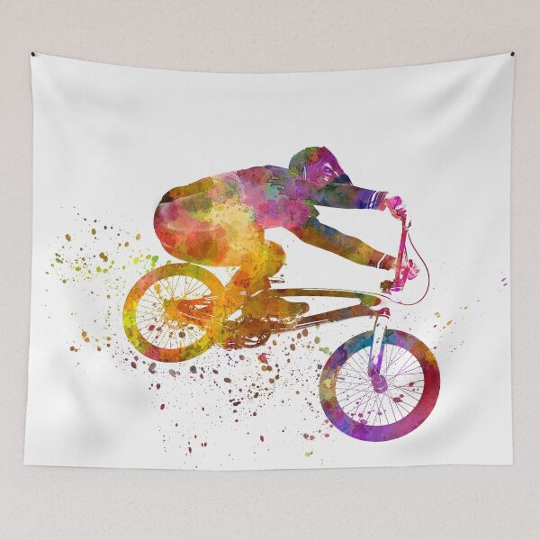 Item preview, young cyclist competes in watercolor bmx designed and sold by paulrommer.