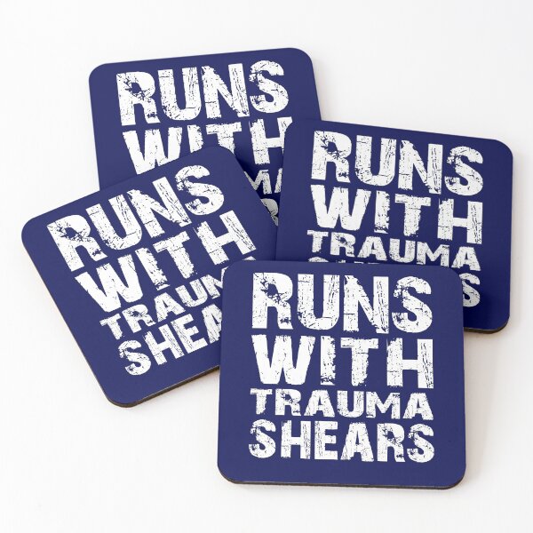 Item preview, Runs With Trauma Shears Paramedic EMT Ambulance Emergency Distressed designed and sold by niftee.