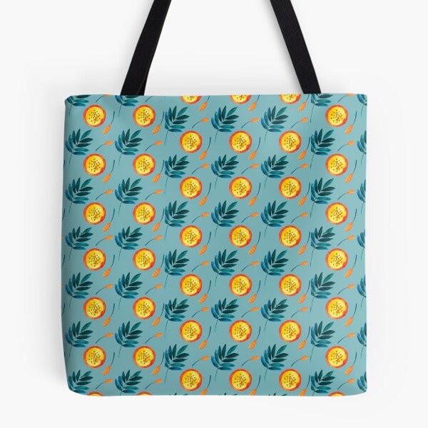 Item preview, watercolor blue colorful pattern with fruits and leaves designed and sold by idolizeyou.