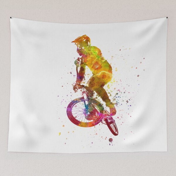 Item preview, young cyclist competes in watercolor bmx designed and sold by paulrommer.