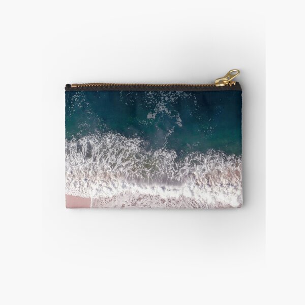 Item preview, Aerial Beach Ocean Print, Pink Sand, Crashing Waves, Dark Blue Sea, Travel Photography designed and sold by Ingrid Beddoes Photography.