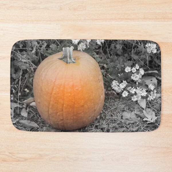 Item preview, Autumn Orange Pumpkin with Daisies Focal Black and White designed and sold by JariHawk.
