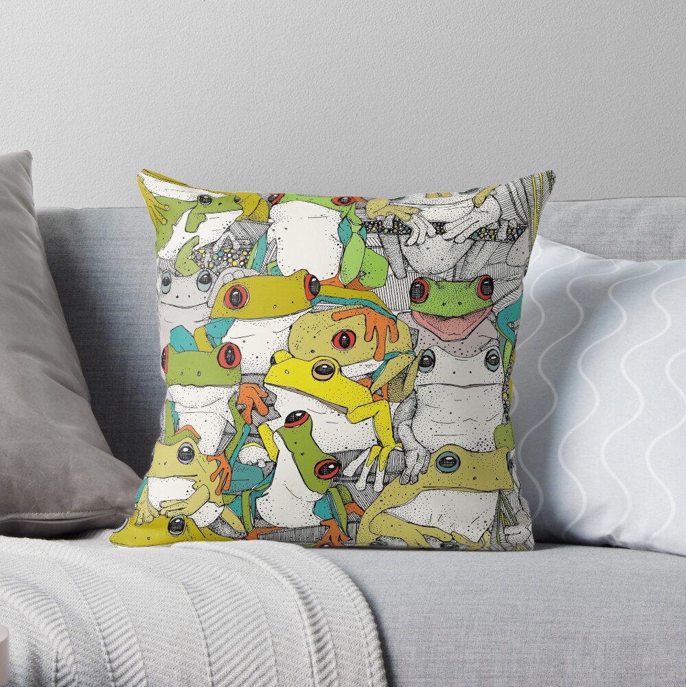 just tree frogs col Throw Pillow