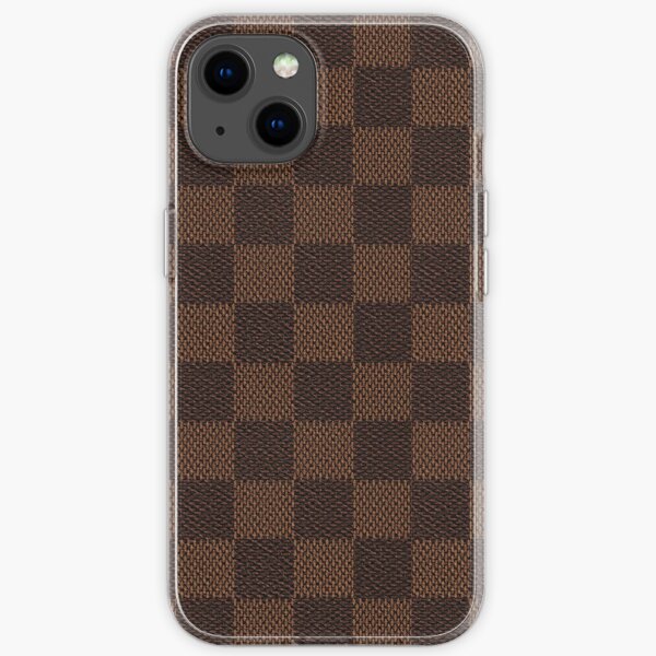 Brown Luxury Brand Fashion Designer Monogram Leather Pattern iPhone Soft Case