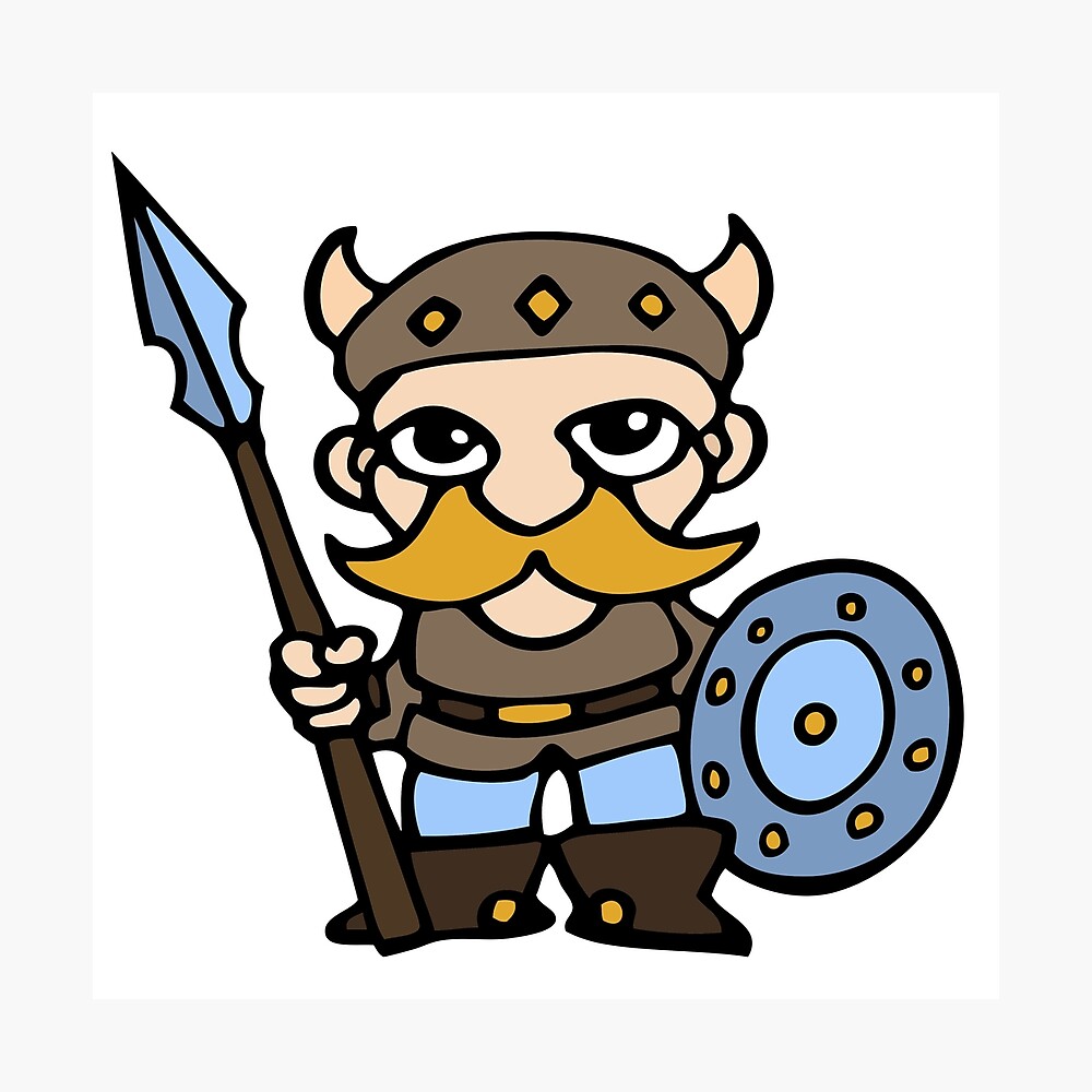 Póster «Guerrero de Viking de dibujos animados» de huggymauve | Redbubble