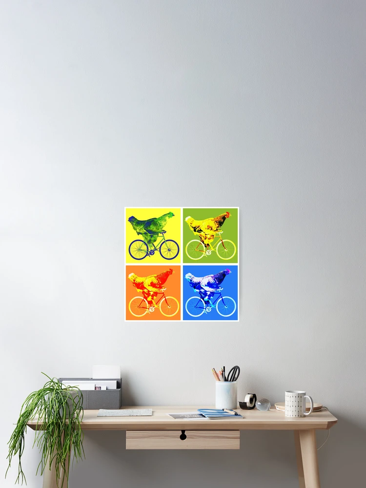 Thumbnail 2 of 3, Poster, Blocky Chicken Riding Bicycle designed and sold by RamiBeans.