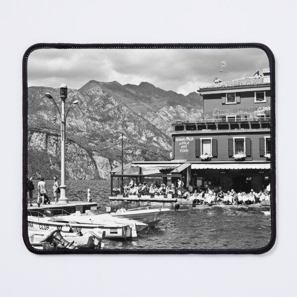 Item preview, Lake Garda Malcesine in Black & White designed and sold by Hoiho Adventure Shirts.