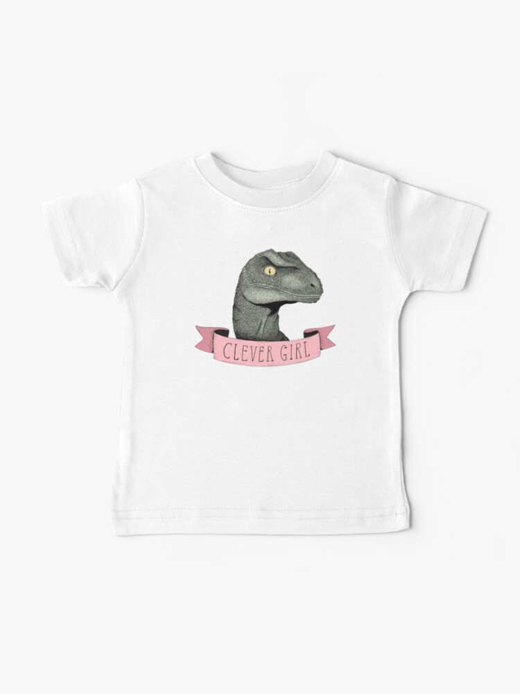 Thumbnail 1 of 2, Baby T-Shirt, Clever Girl raptor dinosaur designed and sold by agrapedesign.