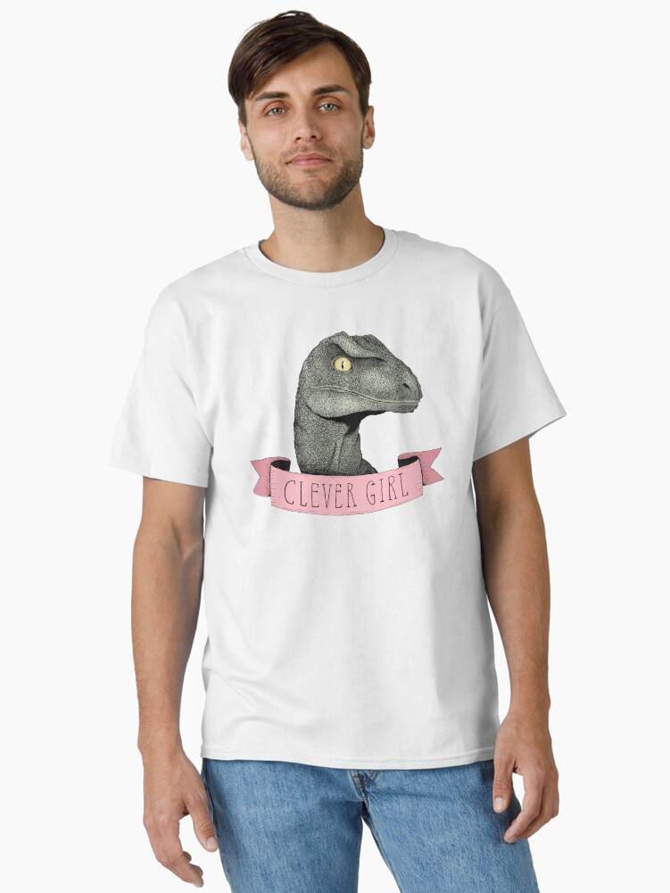 Thumbnail 1 of 7, Classic T-Shirt, Clever Girl raptor dinosaur designed and sold by agrapedesign.
